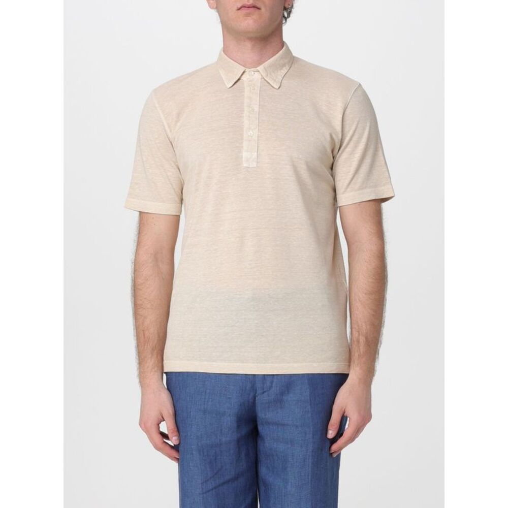 120% Lino Polo Shirt Men Sand